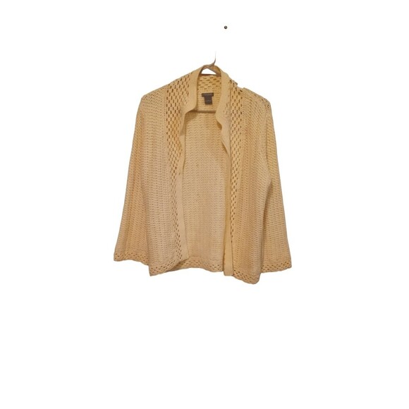 Ann Taylor Ivory loose knit open front cardigan - Picture 1 of 9